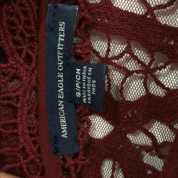 American Eagle Maroon Lacey Long Sleeve Dress - Picture 3 of 5